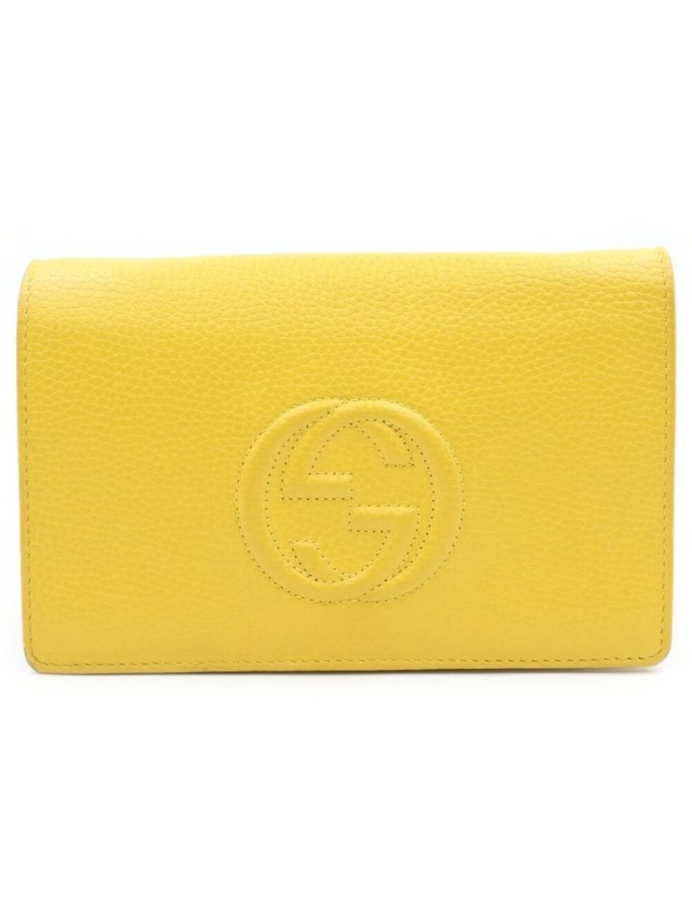 Gucci Soho Chain Wallet Shoulder Bag Yellow Leather Gold